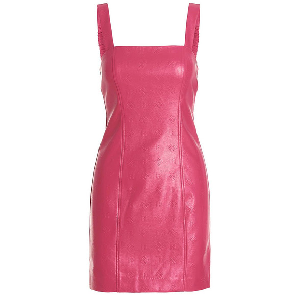NEW Rotate Herlina Mini Dress Size 4 Fuchsia Faux Leather Square Neck - Picture 5 of 10